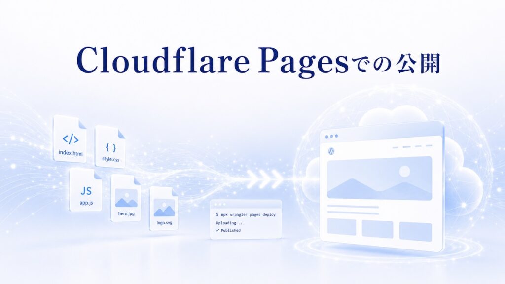 Cloudflare Pagesへ静的サイトをデプロイして公開するイメージ