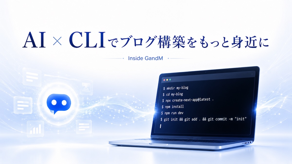 生成AIとCLIを使ったブログ構築の基本を表すイメージ